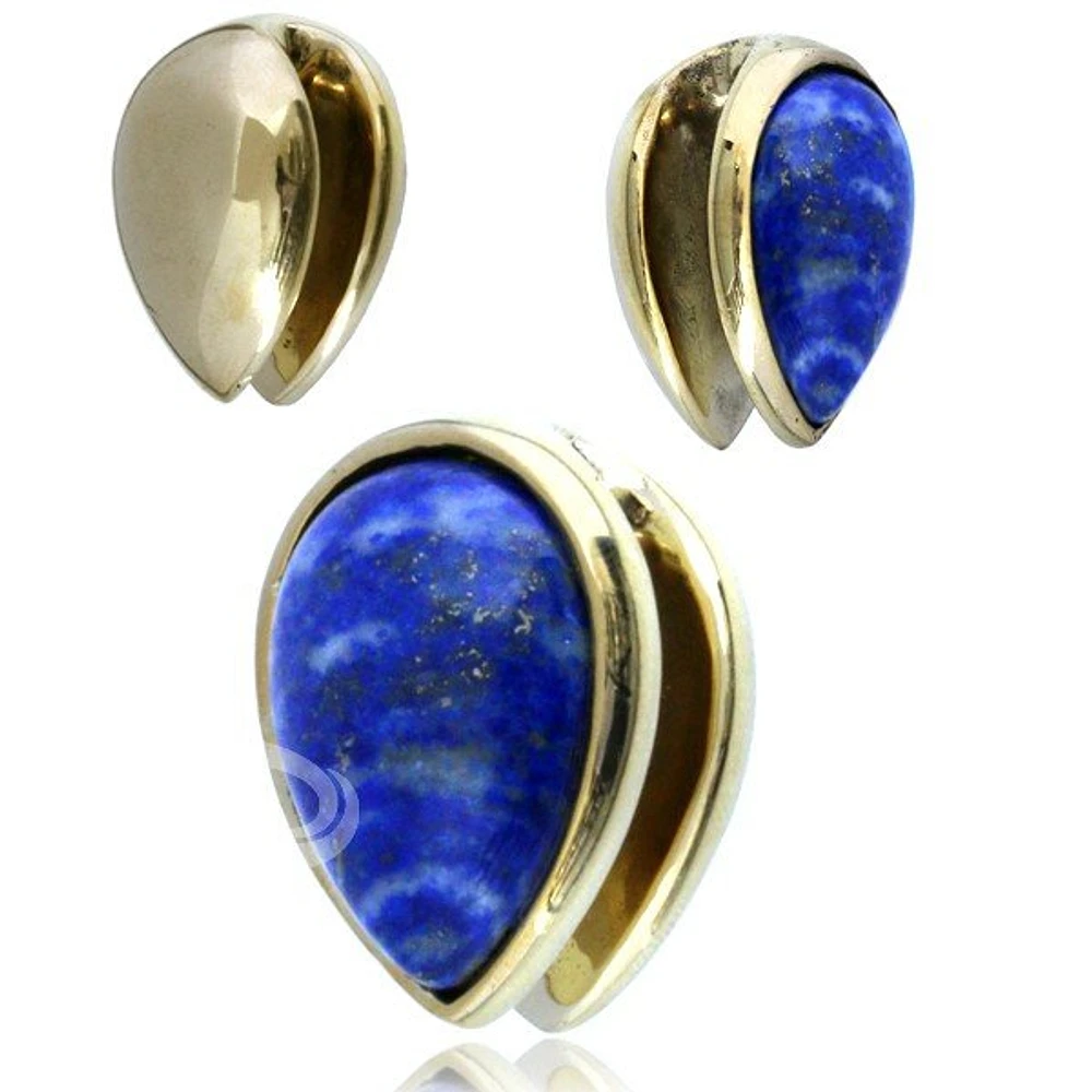Brass and Lapis Pointed Ear Weights 5/8"