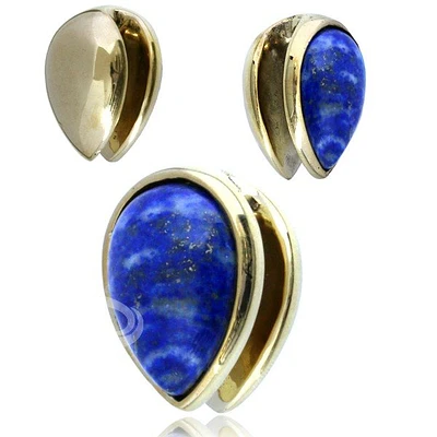 Brass and Lapis Pointed Ear Weights 5/8"