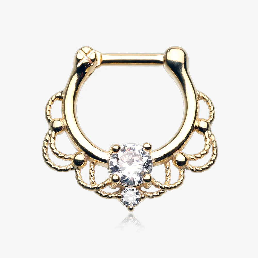 Filigree Claw-Set Crystal Clicker 16g