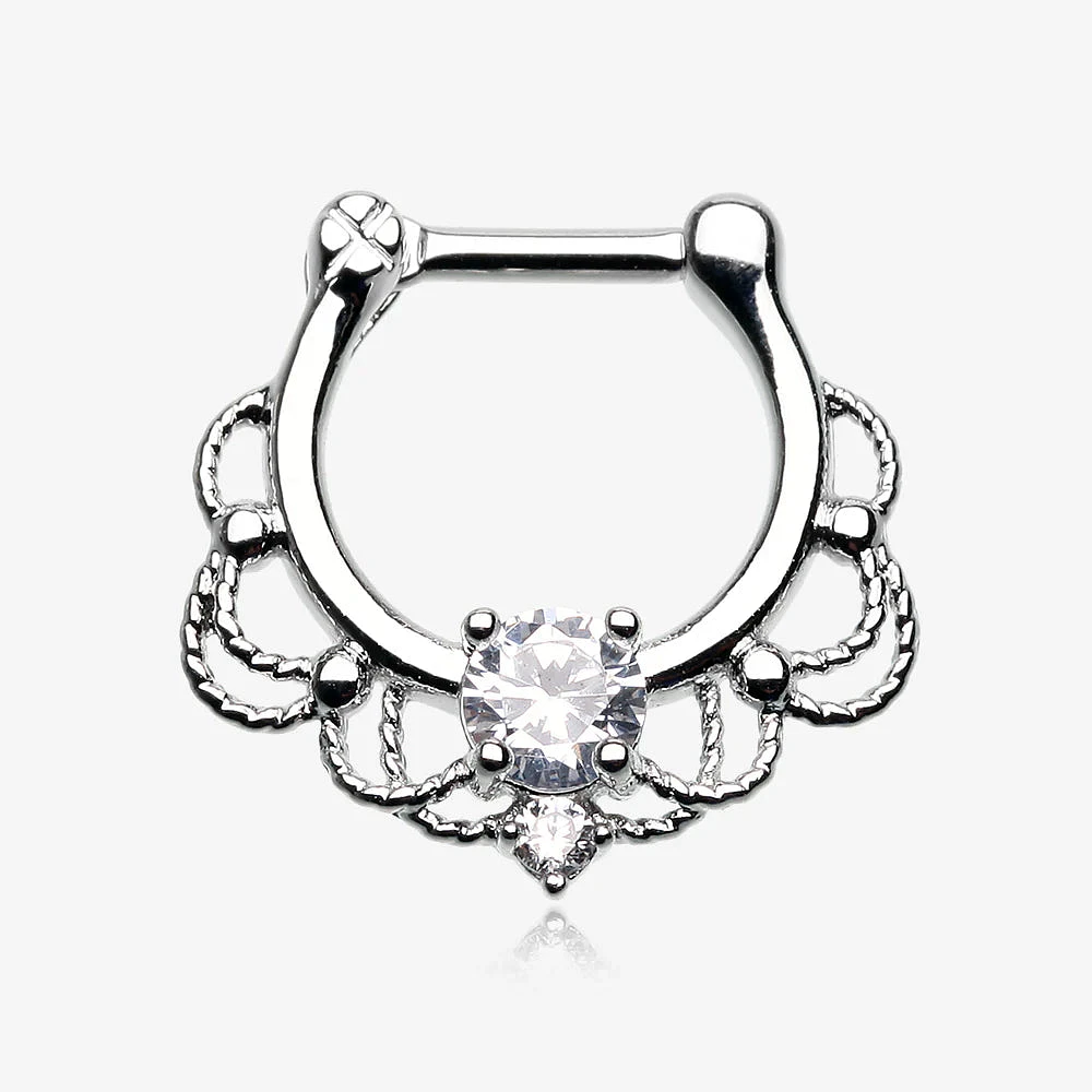 Filigree Claw-Set Crystal Clicker 16g