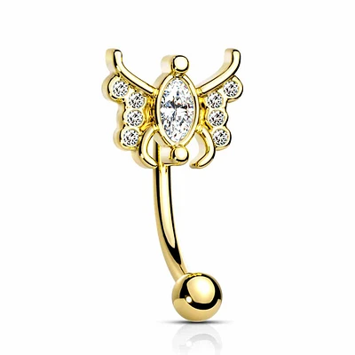 PREMIUM Marquise Centre Butterfly Curved Barbell 16g