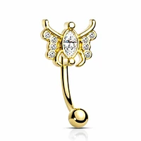 PREMIUM Marquise Centre Butterfly Curved Barbell 16g