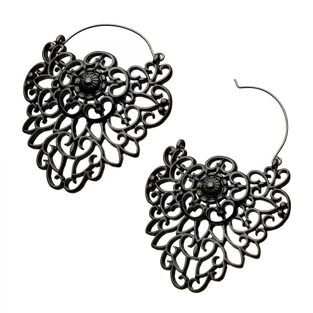 Black Lace Filigree Tunnel Hangers
