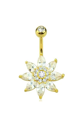 Marquise Flower Navel Barbell 14g