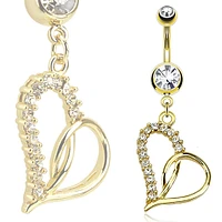 Jewel Edge Heart Navel Dangle 14g