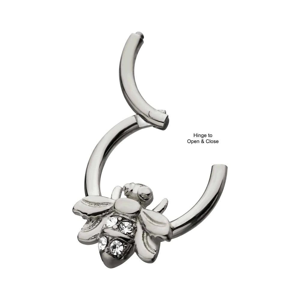 PREMIUM Crystal Bee Hinged Segment Ring 16g