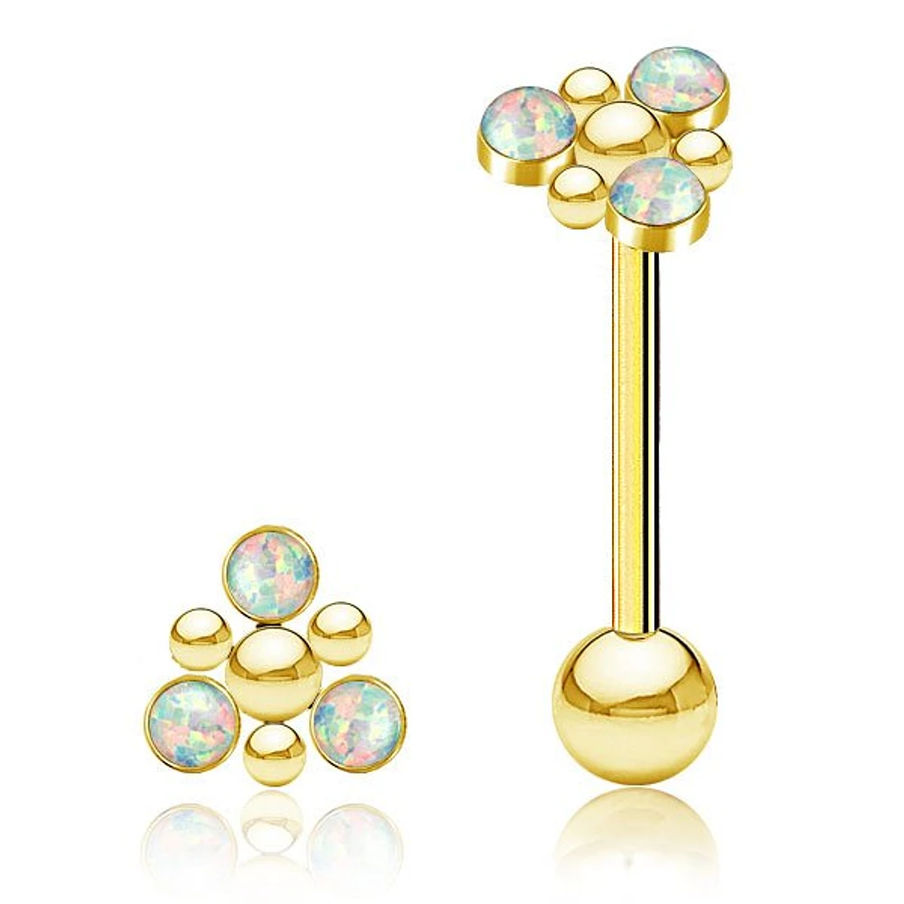 PREMIUM Stone Dotwork Tongue Barbell 14g
