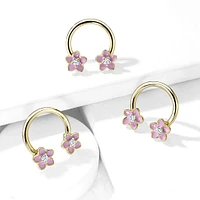 PREMIUM Pink Flower Circular Barbell 14g