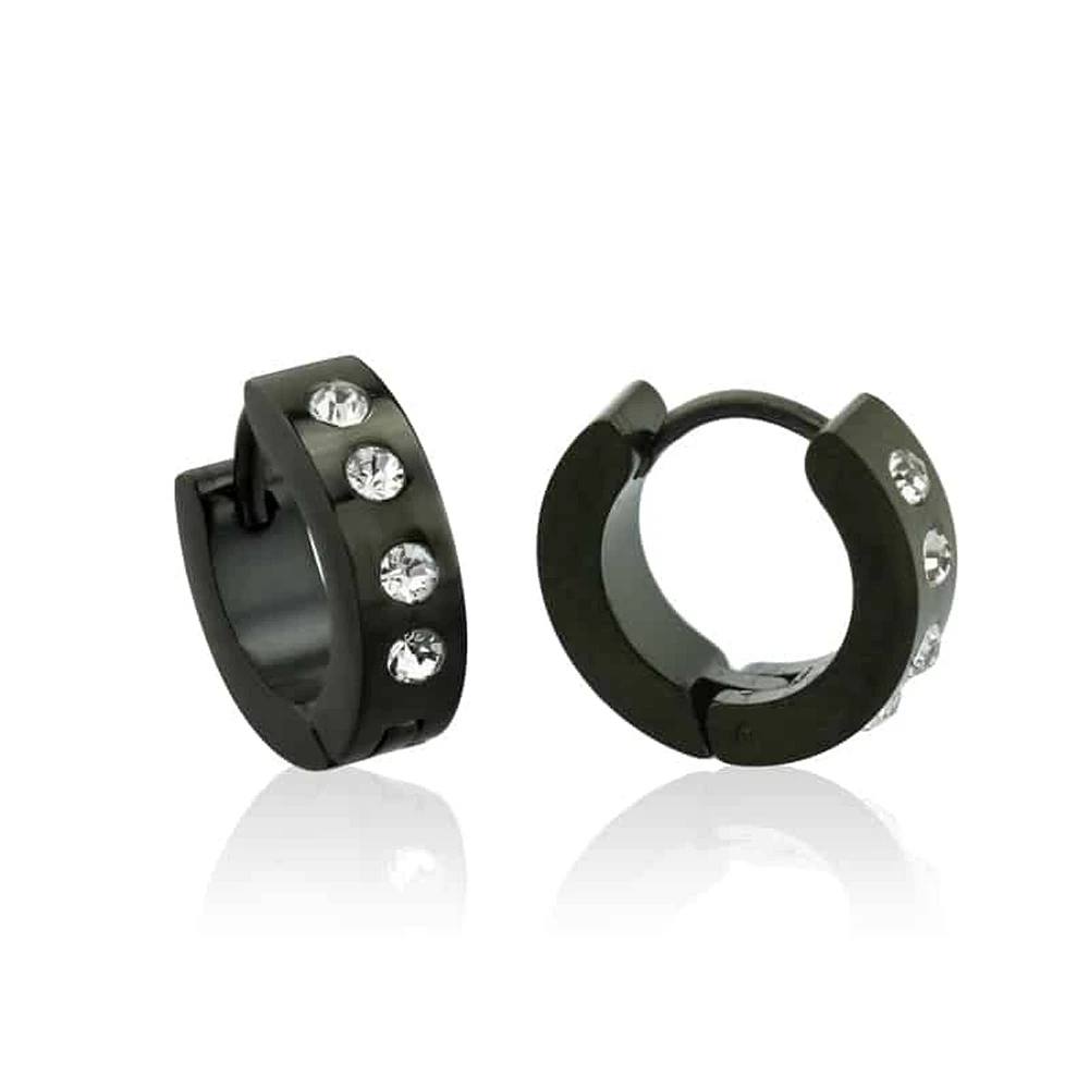 Crystal Blackline Titanium Cuff Earrings