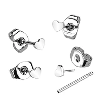 PREMIUM 3mm Top Threadless Heart Earrings
