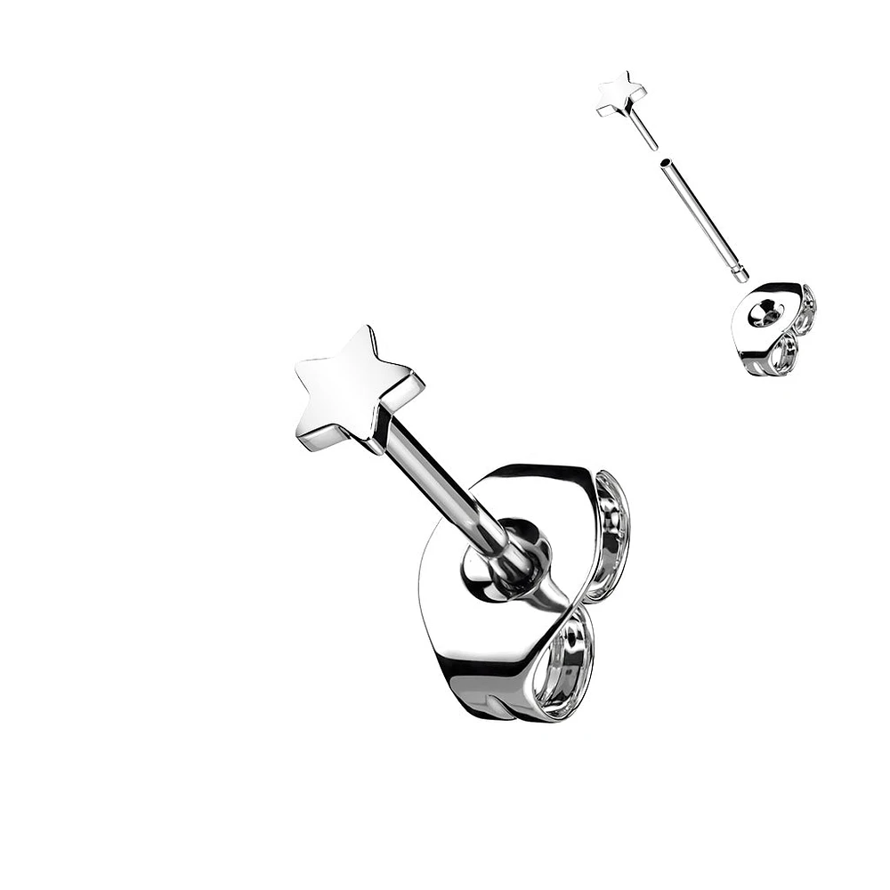 PREMIUM 3mm Top Threadless Star Earrings