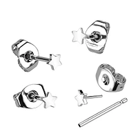 PREMIUM 3mm Top Threadless Star Earrings