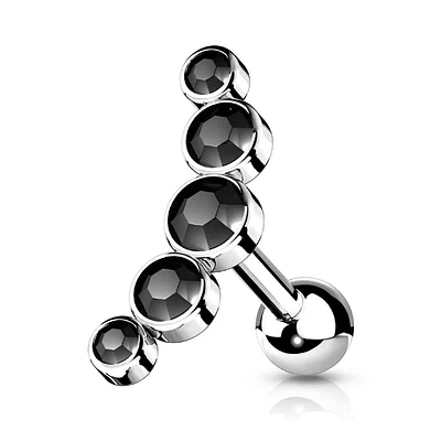 PREMIUM 5 Bezel-Set Crystal Curve Ball Back 16g