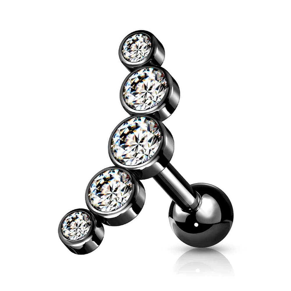 PREMIUM 5 Bezel-Set Crystal Curve Ball Back 16g