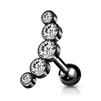 PREMIUM 5 Bezel-Set Crystal Curve Ball Back 16g