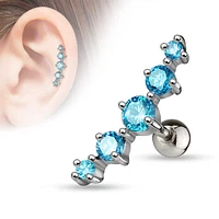 PREMIUM 5 Claw-Set Crystal Cartilage Ball Back 16g