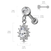 PREMIUM Halo Teardrop Ball Back Dangle 16g