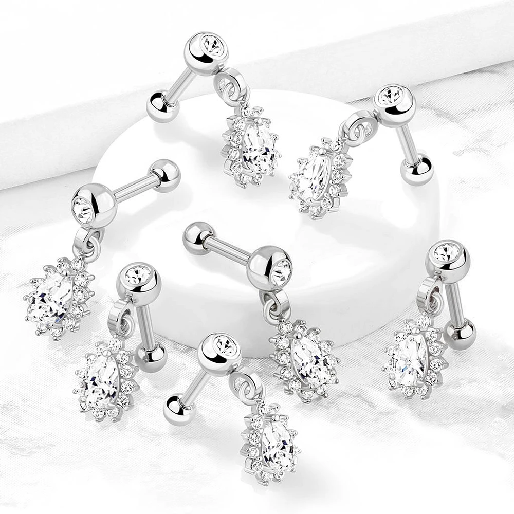 PREMIUM Halo Teardrop Ball Back Dangle 16g