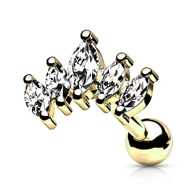 PREMIUM Claw-Set Oval Crystal Curve Ball Back 16g