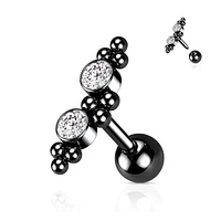 PREMIUM 2 Bezel-Set Crystal + Dotwork Ball Back 16g