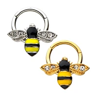 PREMIUM Jewel Wings Bee Hinged Segment Ring 16g