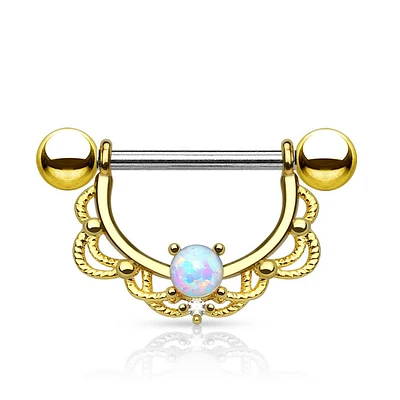 Filigree + Opal Nipple Shield 14g