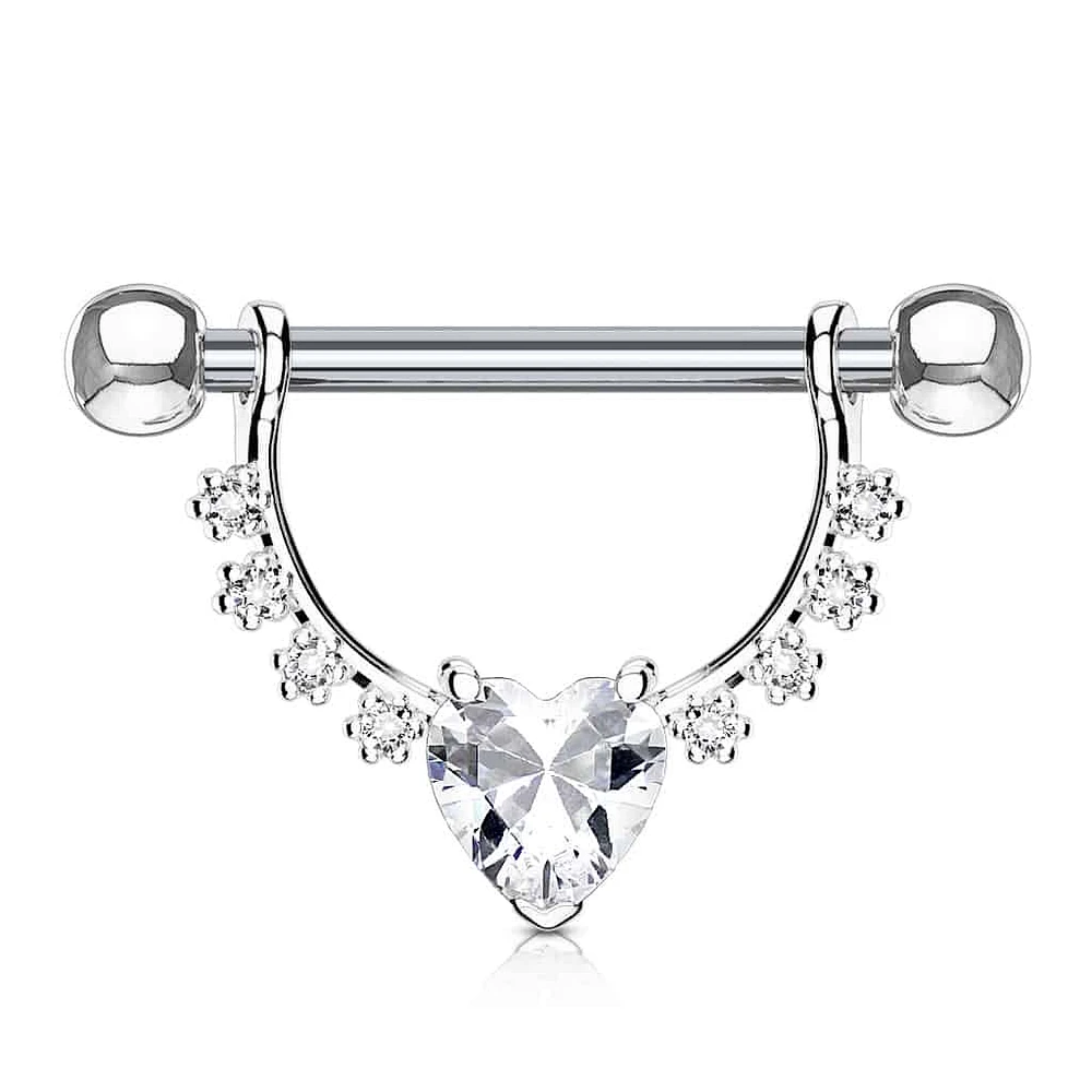 Claw-Set Heart Nipple Shield 14g