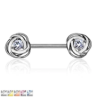 Wrapped Claw-Set Crystal Nipple Barbell 14g