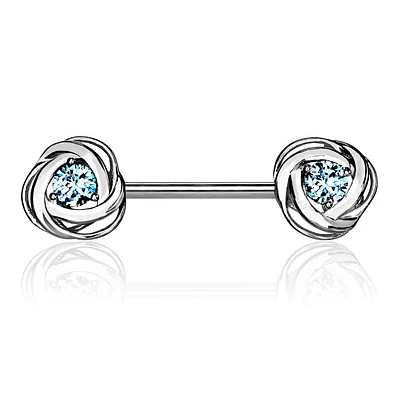 Wrapped Claw-Set Crystal Nipple Barbell 14g