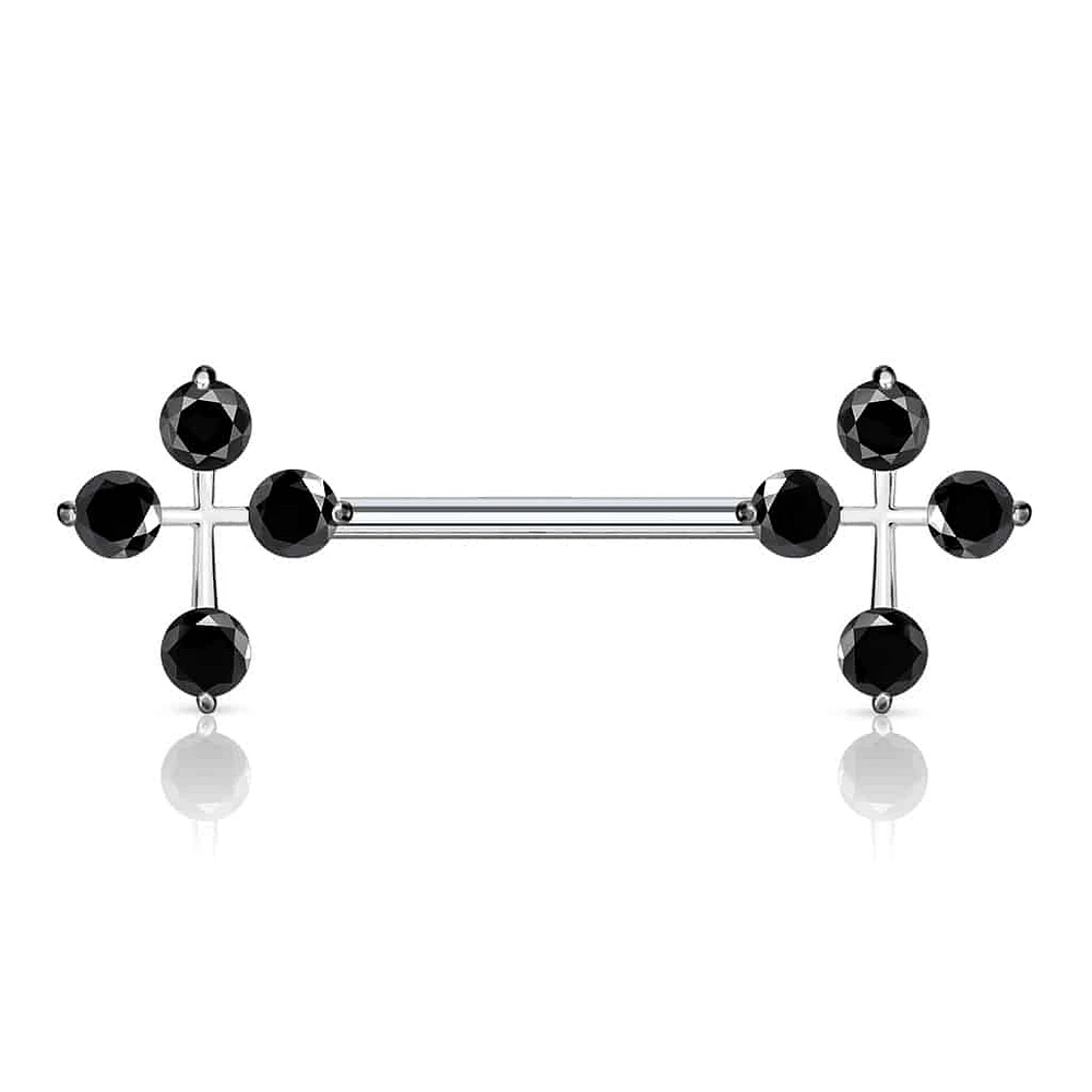 Claw-Set Cross Nipple Barbell 14g