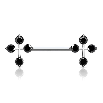 Claw-Set Cross Nipple Barbell 14g