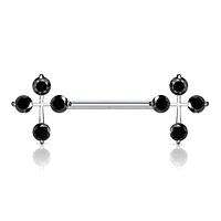 Claw-Set Cross Nipple Barbell 14g