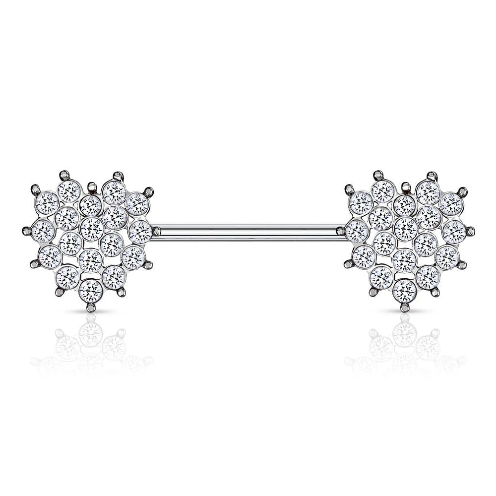 Crystal Heart Nipple Barbell 14g