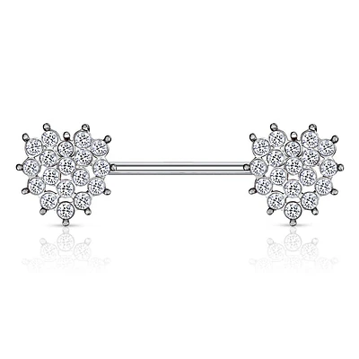 Crystal Heart Nipple Barbell 14g