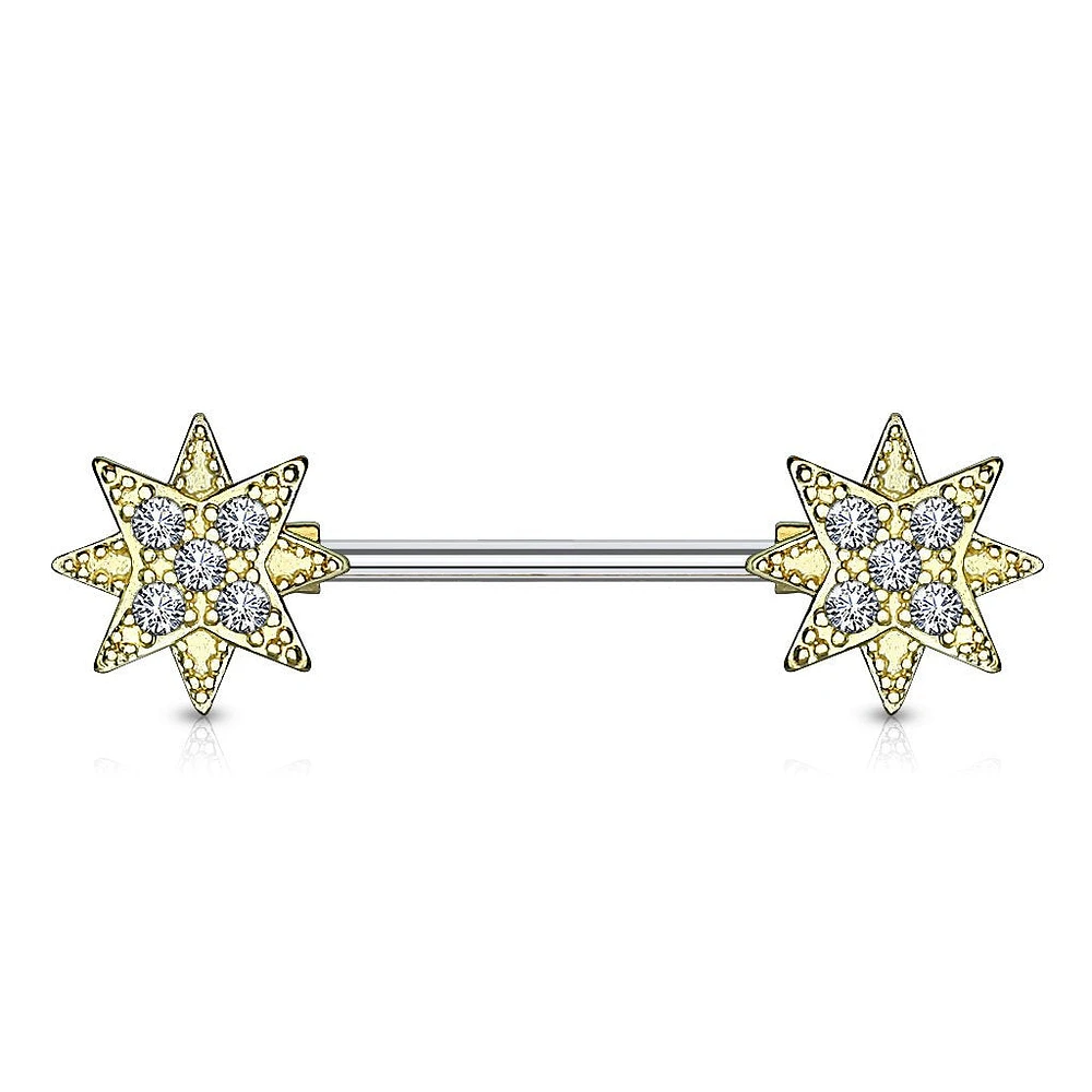 Starburst Nipple Barbell 14g