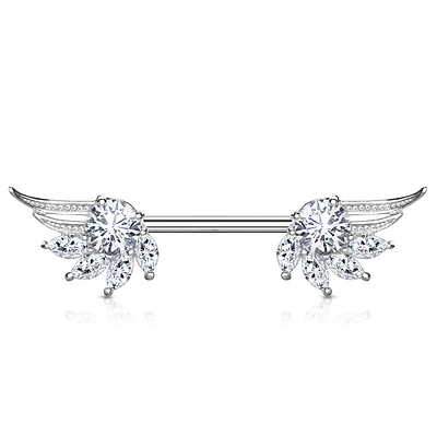 Crystal Wings Nipple Barbell 14g