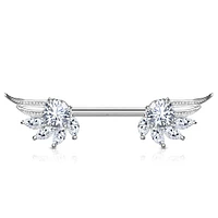 Crystal Wings Nipple Barbell 14g