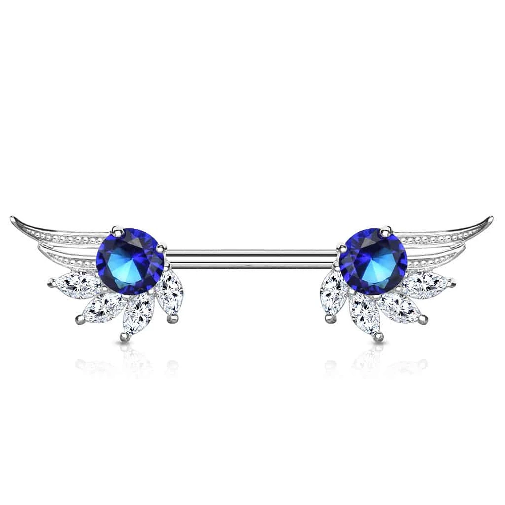 Crystal Wings Nipple Barbell 14g