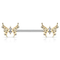 Crystal Butterfly Nipple Barbell 14g