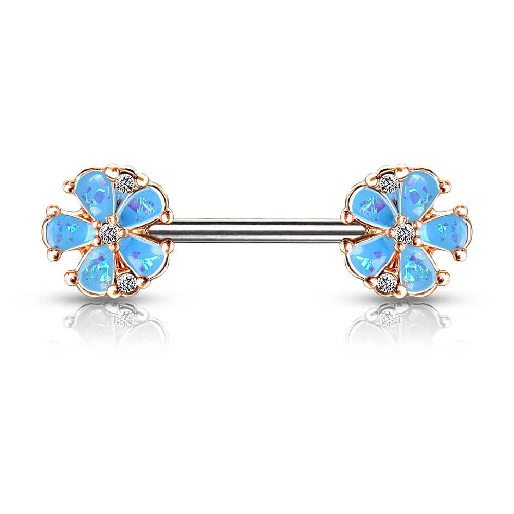 Opal Petals Nipple Barbell 14g