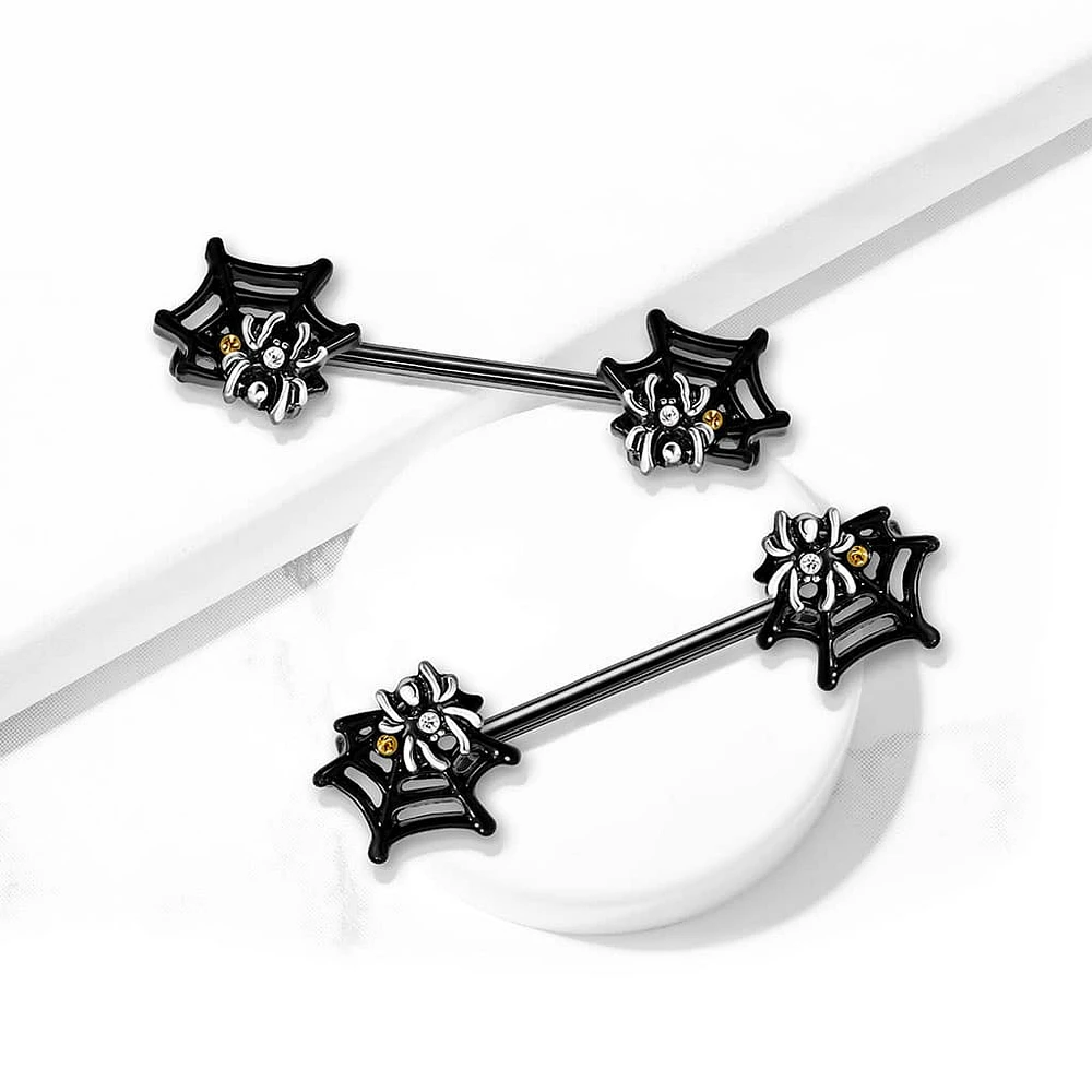 Spiderweb Nipple Barbell 14g