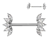 Oval Crystal Curve Nipple Barbell 14g