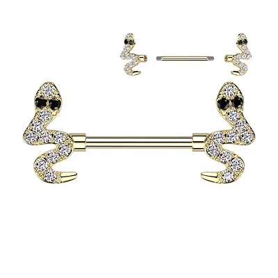 Snake Nipple Barbell 14g