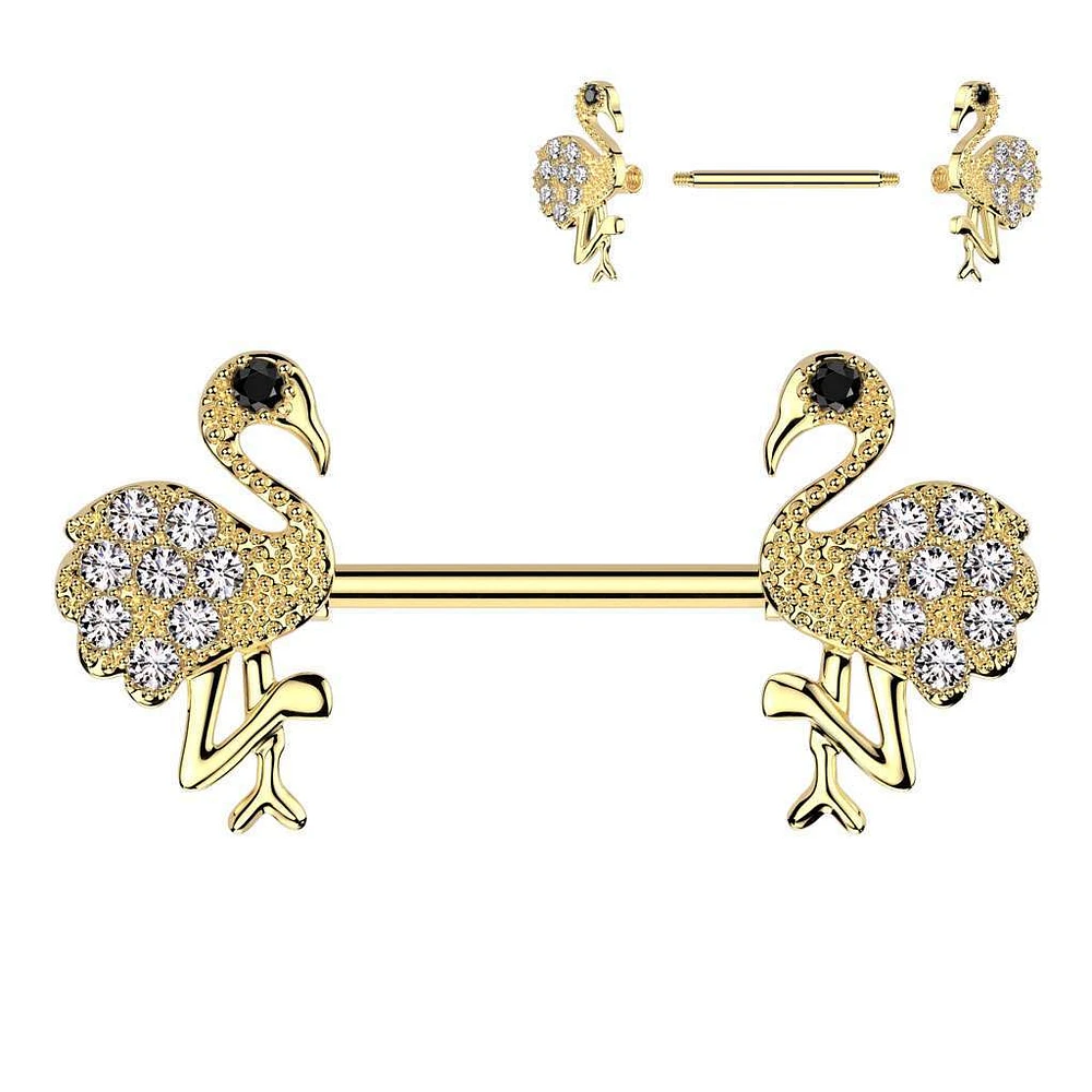 Flamingo Nipple Barbell 14g