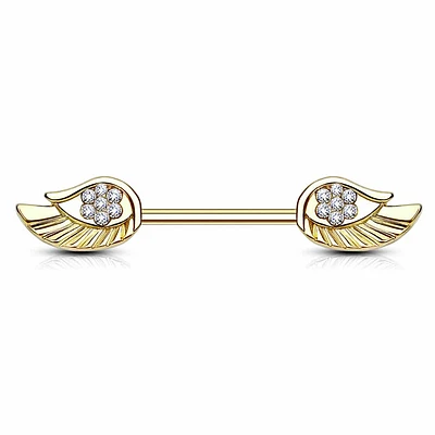 Jewelled Wings Nipple Barbell 14g