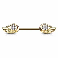 Jewelled Wings Nipple Barbell 14g