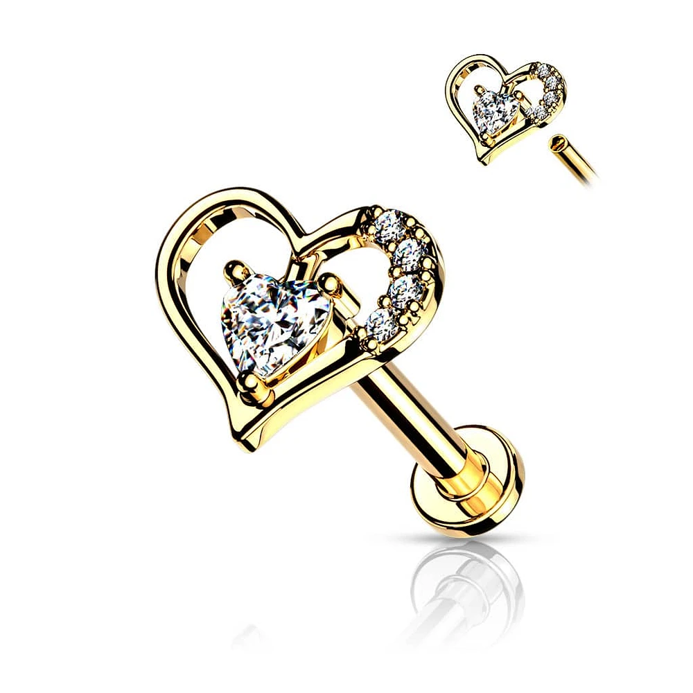 PREMIUM Heart Outline Flat Back 16g