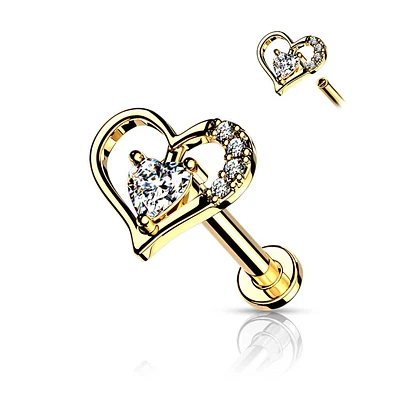 PREMIUM Heart Outline Flat Back 16g