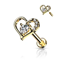 PREMIUM Heart Outline Flat Back 16g