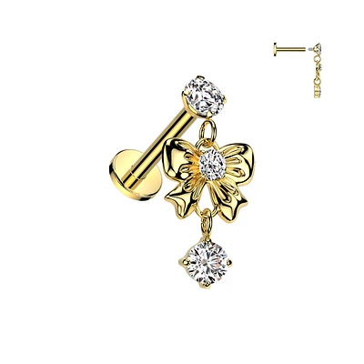 PREMIUM Crystal Bow Dangle Flat Back 16g